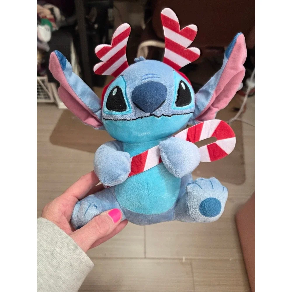 Disney Lilo & Stitch Christmas Holiday Cuddly‎ Soft Stuffed Plush Toy Candy Cane